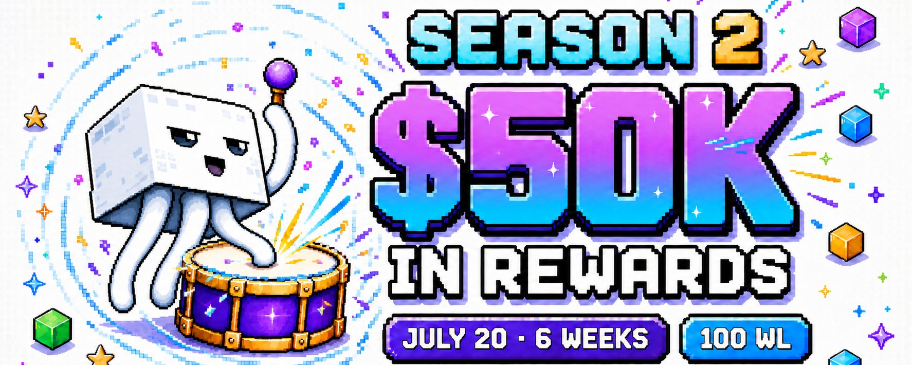Ghast Season 2 promotional artwork announcing $50K in rewards, a July 20 start and 100 whitelist spots.